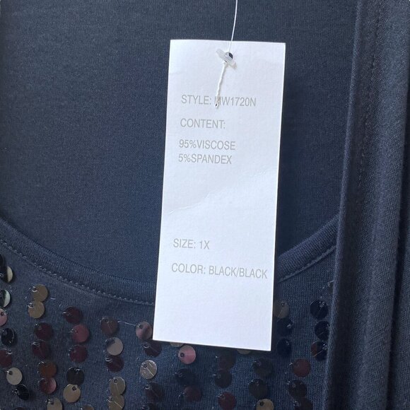 DESIGN HISTORY Sequin Cardigan Shrug Plus Size 1X Layered Look Tank Black NWT - Picture 7 of 9